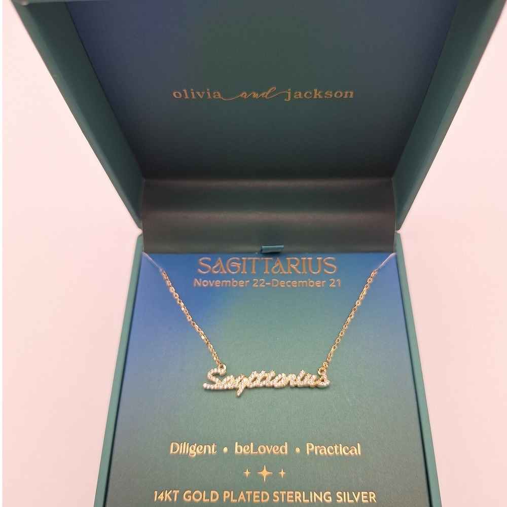 Olivia and Jackson Sagittarius necklace sterling silver 14k gold plated